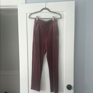 Velvet Burgundy/Mauve Pants - Worn once; Size XS - Perfect for the holidays!